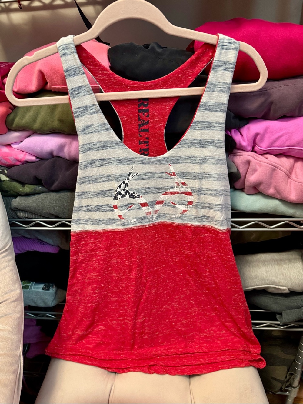 RealTree Red White & Blue Racerback Tank *Reversible* XL